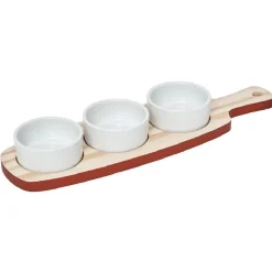 Planche à apéritifs 3 coupelles blanc naturel