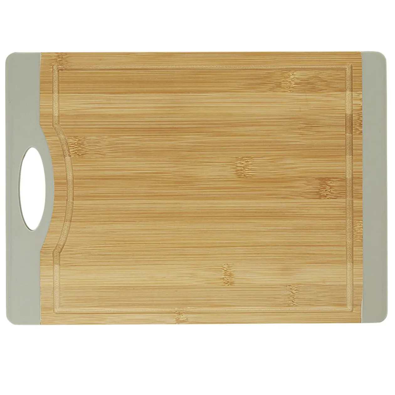 Planche à découper bambou bord silicone gris