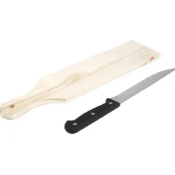 Planche à découper bois avec couteau