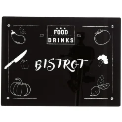 Planche à découper en verre design fruits et légumes noir et blanc