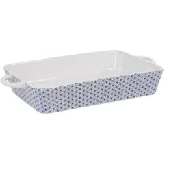 Plat à four design géométrique bleu et blanc