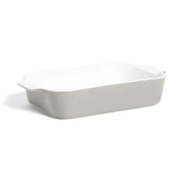 Plat à four en grès blanc et gris foncé 31x17xH6,2cm