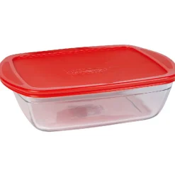 Plat à four rectangulaire en verre avec couvercle