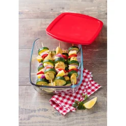 Plat à four rectangulaire en verre avec couvercle