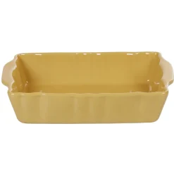 Plat à four rectangulaire jaune moutarde en grès