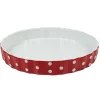 Plat à four rond rouge à pois blancs
