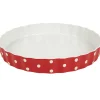 Plat à tarte rouge à pois blancs