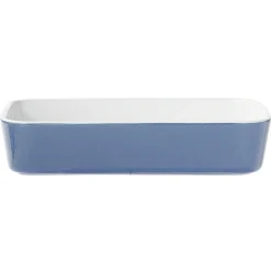 Plat cuisson rectangulaire exterieur bleu interieur blanc 1L 2L x2