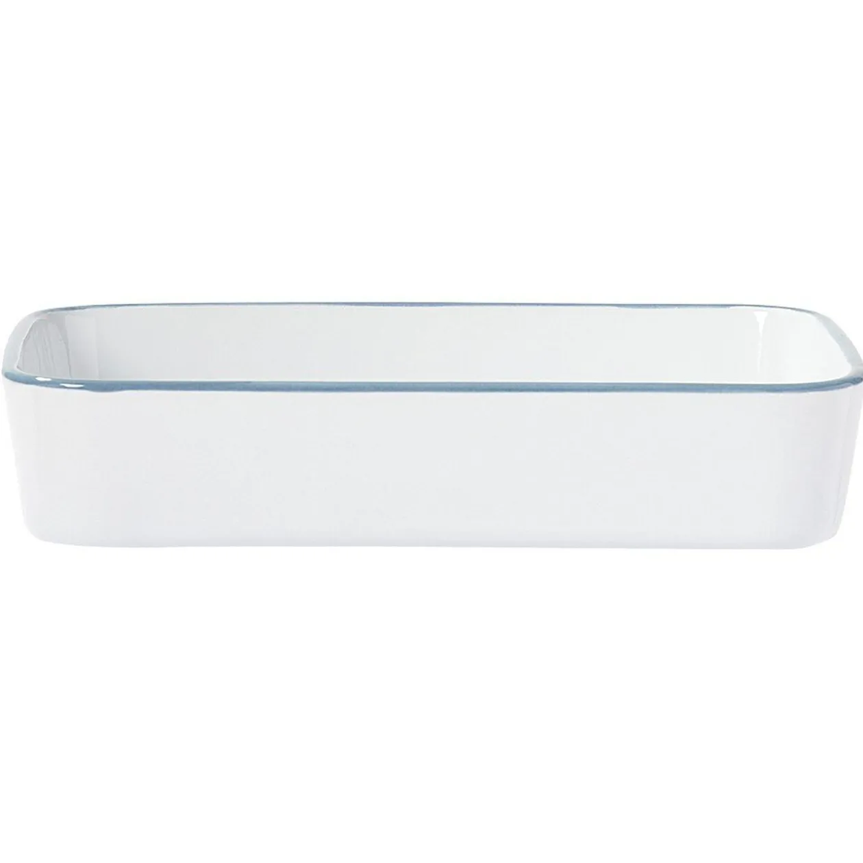 Plat cuisson rectangulaire blanc bordure bleue 1L et 2L x2