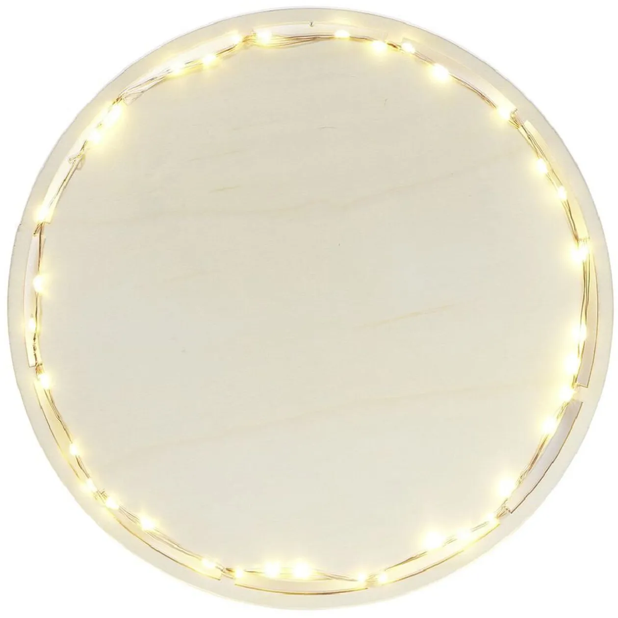 Plat de présentation à LED Ø26,5cm bois beige