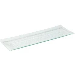 Plat de service rectangulaire blanc motif flocons