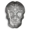 Plat Halloween tête de mort mexicaine en verre noir 15x11xH2cm