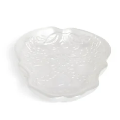 Plat Halloween tête de mort mexicaine en verre blanc 15x11xH2cm