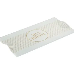 Plat rectangulaire blanc et doré