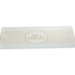 Plat rectangulaire blanc et doré