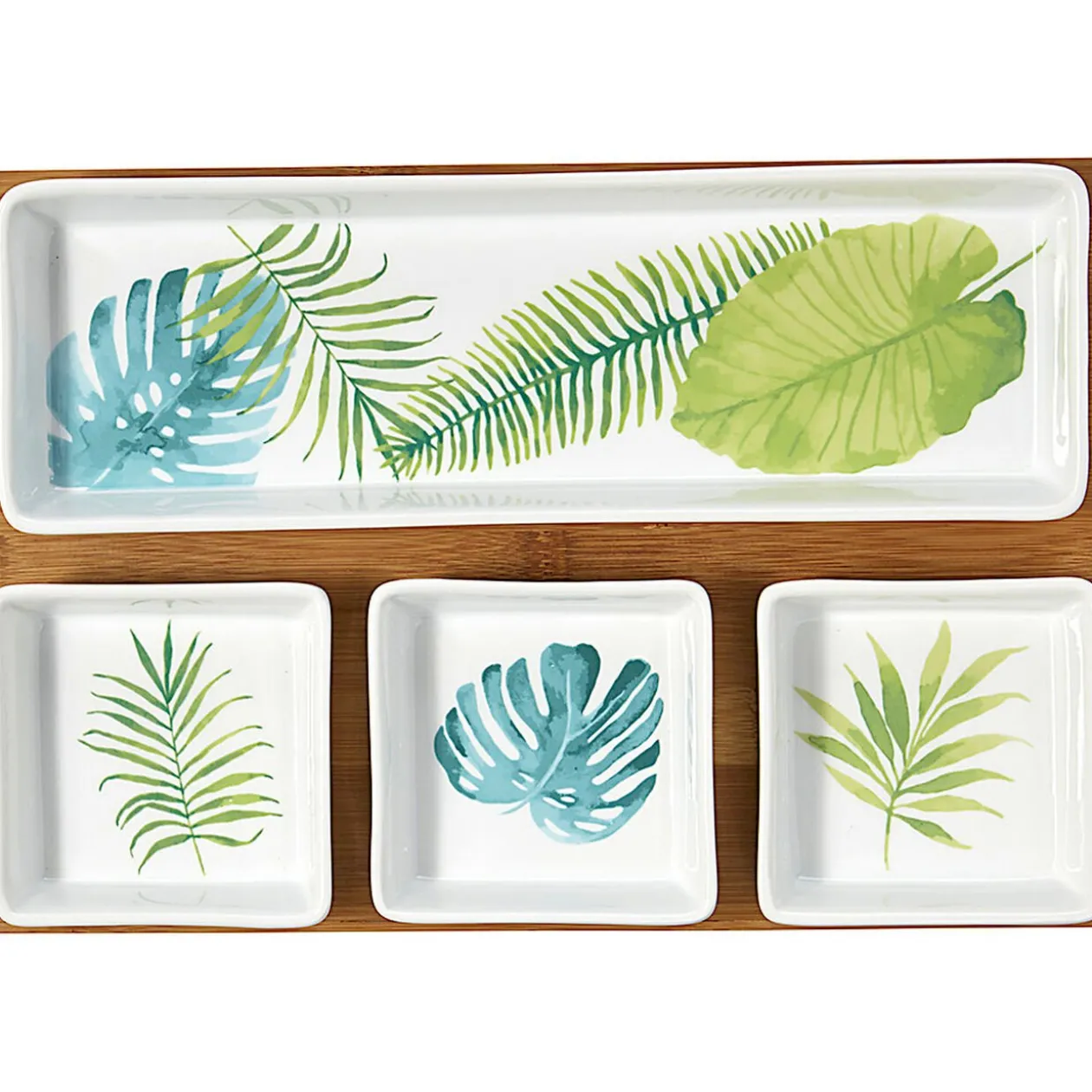 Plateau + 4 coupelles motif jungle