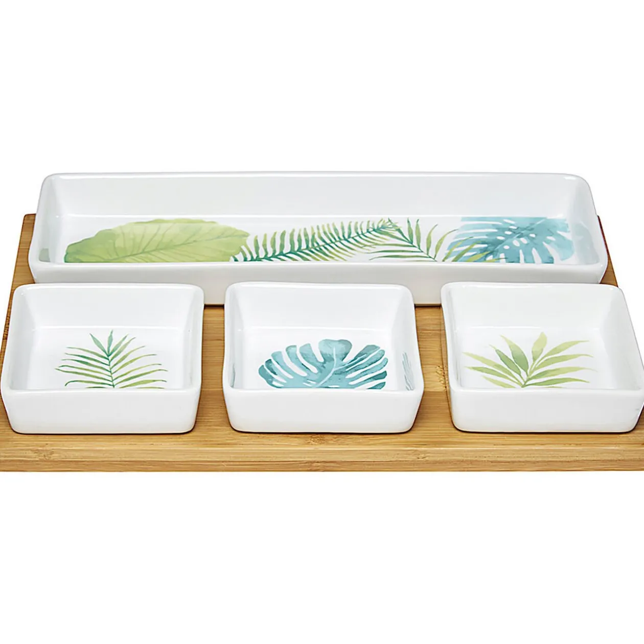 Plateau + 4 coupelles motif jungle