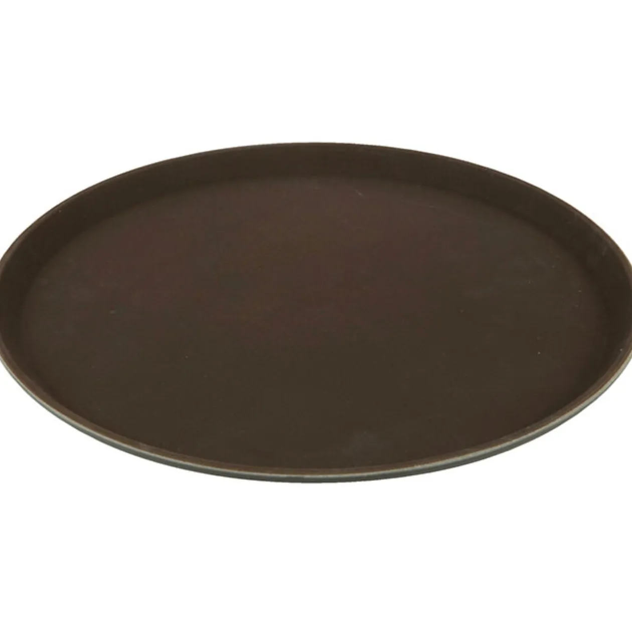 Plateau antidérapant rond marron
