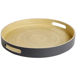 Plateau bambou contour coloré 35x35xH5cm