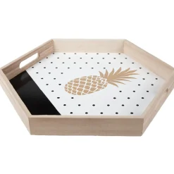 Plateau déco ananas or et pois noirs