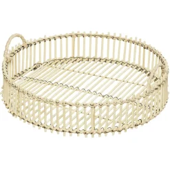 Plateau déco rond en bambou et métal