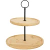 Plateau de présentation 2 niveaux en bambou et fer Ø16,5xH21,5cm