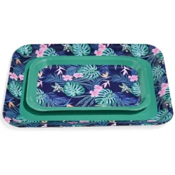 Plateau de service en carton motif tropical x 5