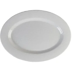 Plateau de service ovale martelé blanc