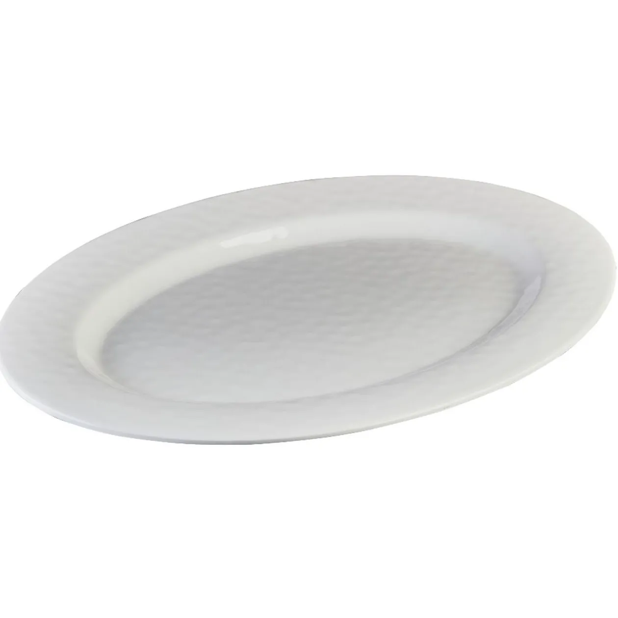 Plateau de service ovale martelé blanc