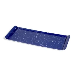 Plateau de service rectangulaire mélaminé bleu motif astral 18x37,5cm