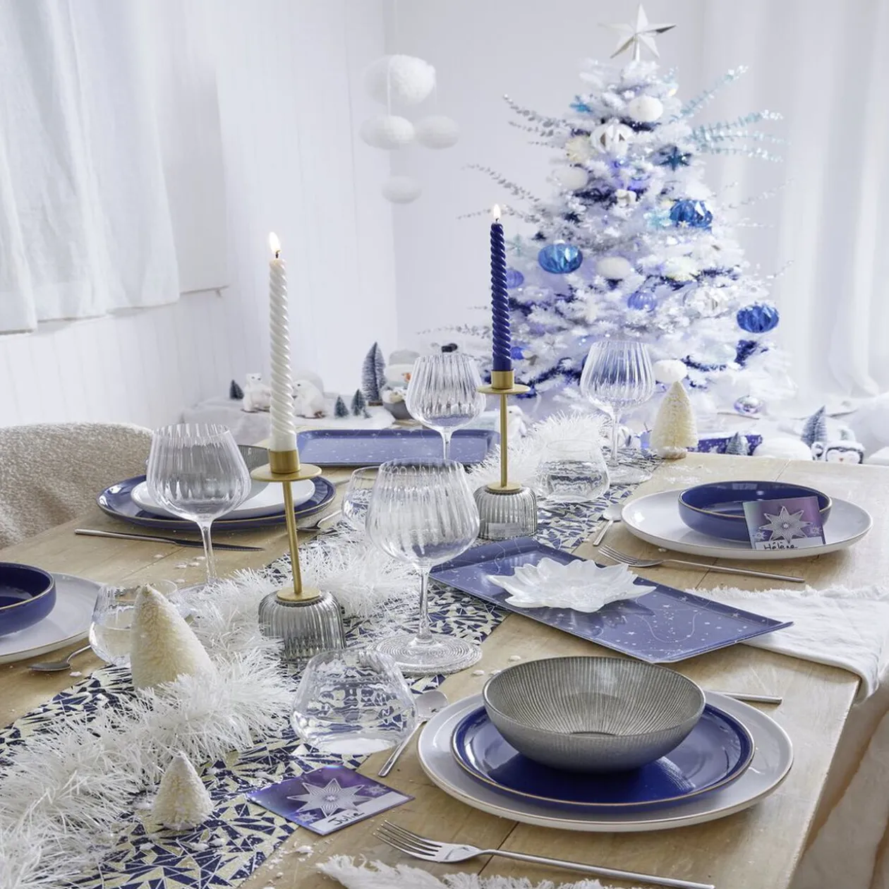 Plateau de service rectangulaire mélaminé bleu motif astral 21,7x28,7cm