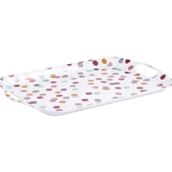 Plateau en plastique décor pois multicolore