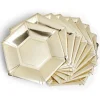 Plateau hexagonal carton doré métallisé Ø26cm x10