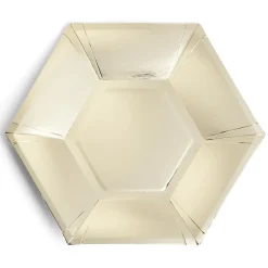 Plateau hexagonal carton doré métallisé Ø26cm x10