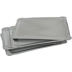 Plateau rectangulaire argenté en carton x5