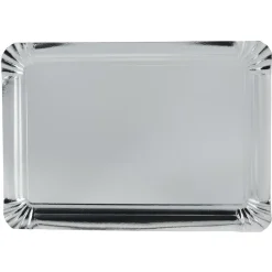 Plateau rectangulaire argenté en carton x5