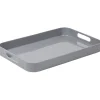 Plateau rectangulaire avec poignées uni gris