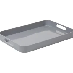 Plateau rectangulaire avec poignées uni gris
