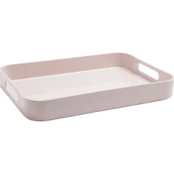 Plateau rectangulaire avec poignées uni rose