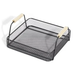 Plateau rectangulaire maille métal noir