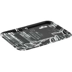 Plateau rectangulaire mélamine design bistrot noir et blanc