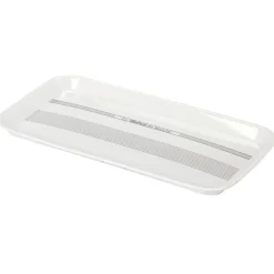 Plateau rectangulaire mélamine blanc écritures noires