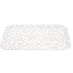 Plateau rectangulaire motif feuillage blanc et vert 27x38cm