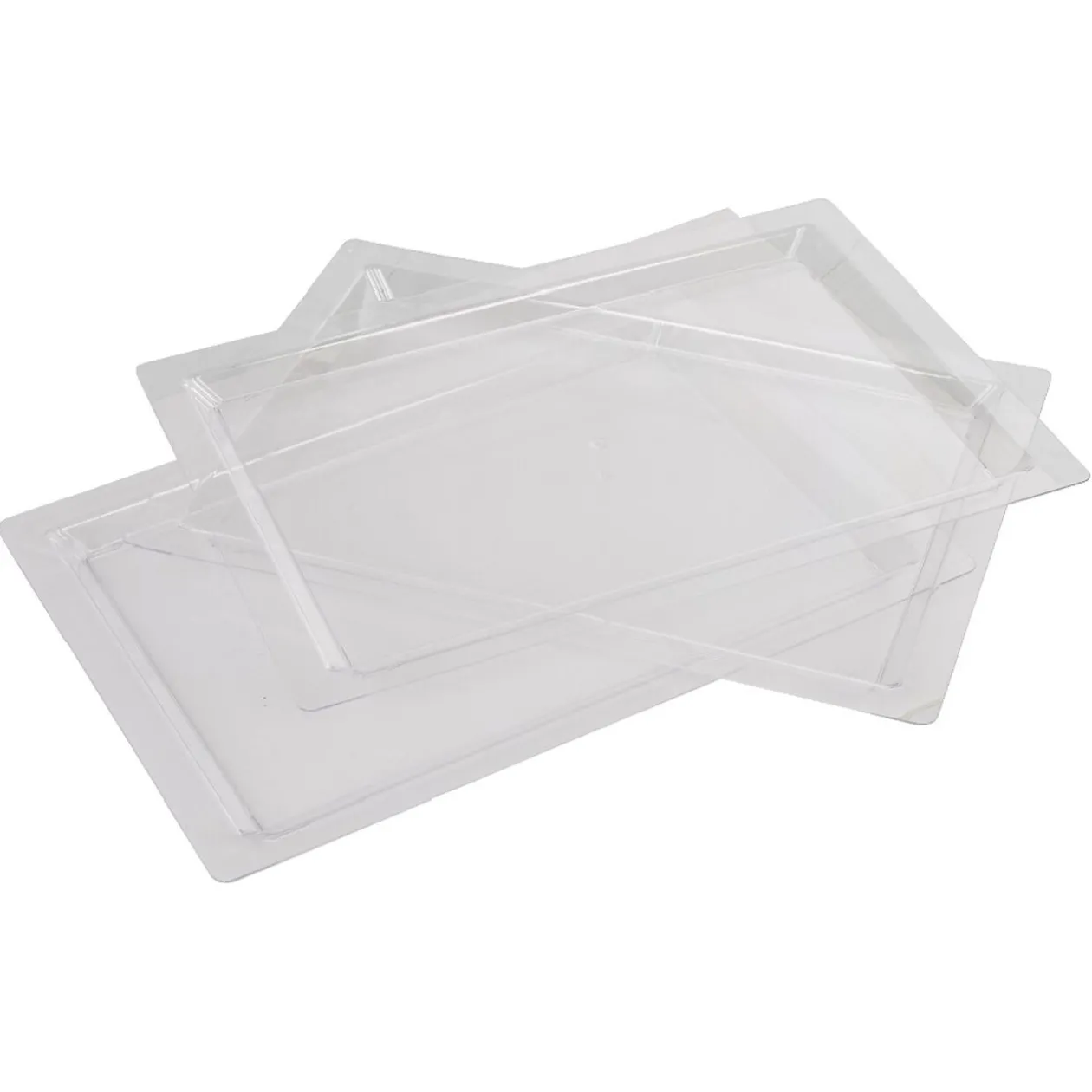 Plateau rectangulaire plastique réutilisable transparent x3