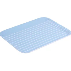 Plateau rectangulaire plastique rayure blanc et bleu 29x22cm