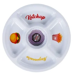 Plateau rond avec compartiments mélaminé design fast food