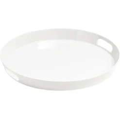 Plateau rond mélamine uni blanc