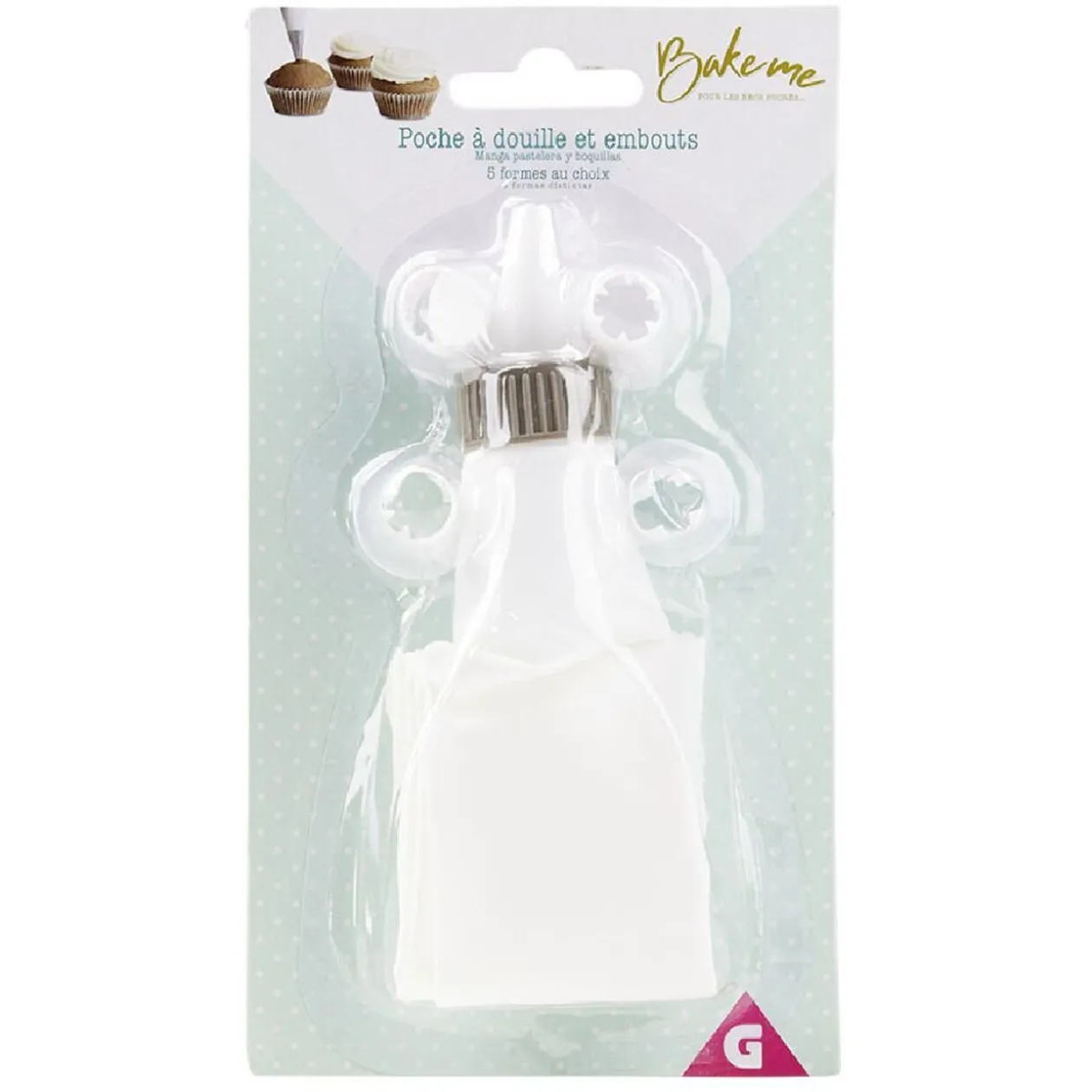 Poche à douille 5 embouts blanc et gris