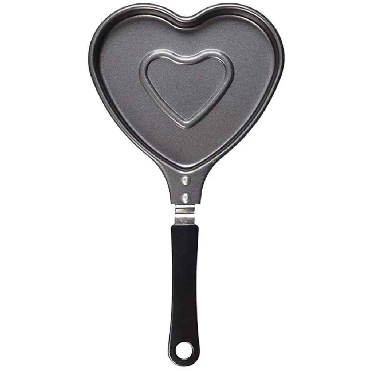 Poêle à pancake forme coeur gris et noir L15cm