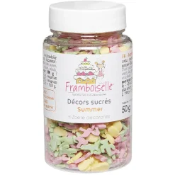 Pot de Décor en sucre Modèle Tropical Orange, Vert et Rose